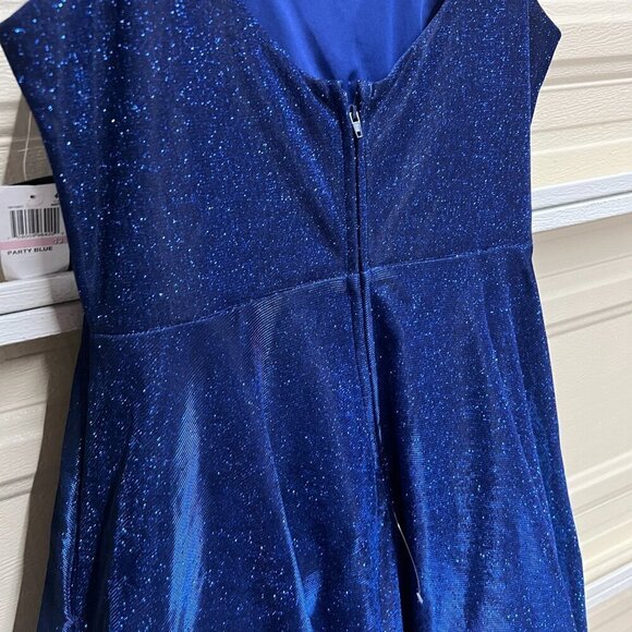 City Studios Womens Juniors Glitter Cut-Out Fit & Flare Dress Sz 15 in Blue - Picture 7 of 12